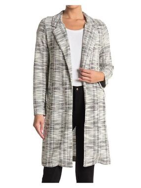 MELLODAY Notch Lapel Long Knit Jacket
IVORY/BLACK PLAID Size X-Small